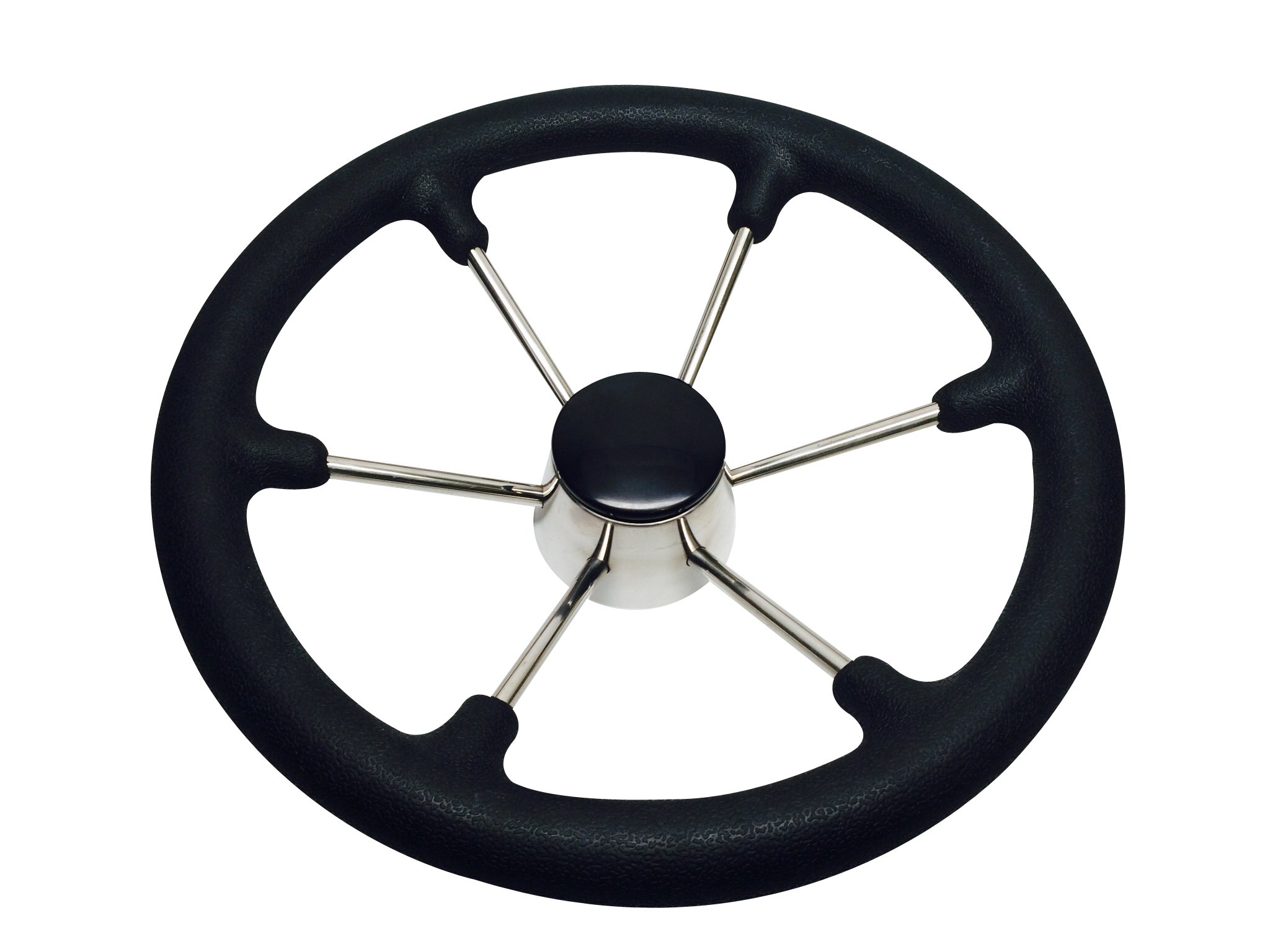 Marine Boat SS304 Steering Wheel with Black Sleeve 6 Spoke 15 1/2"