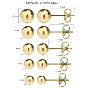 JewelrieShop Ball Earrings 316L Surgical Steel Earrings Round Ball Stud Earrings Set for Women