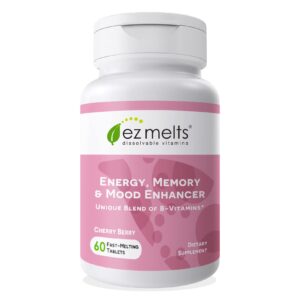 EZ Melts Dissolvable Energy, Memory & Mood Enhancer, Blend of B-Vitamins, Sugar-Free, 2-Month Supply