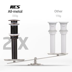 KES Bathroom Sink Drain without Overflow Vessel Sink Lavatory Vanity Pop Up Drain Stopper Oil Rubbed Bronze Finish, ALL Metal Rustproof Brass and 304 Stainless Steel, S2008D-ORB