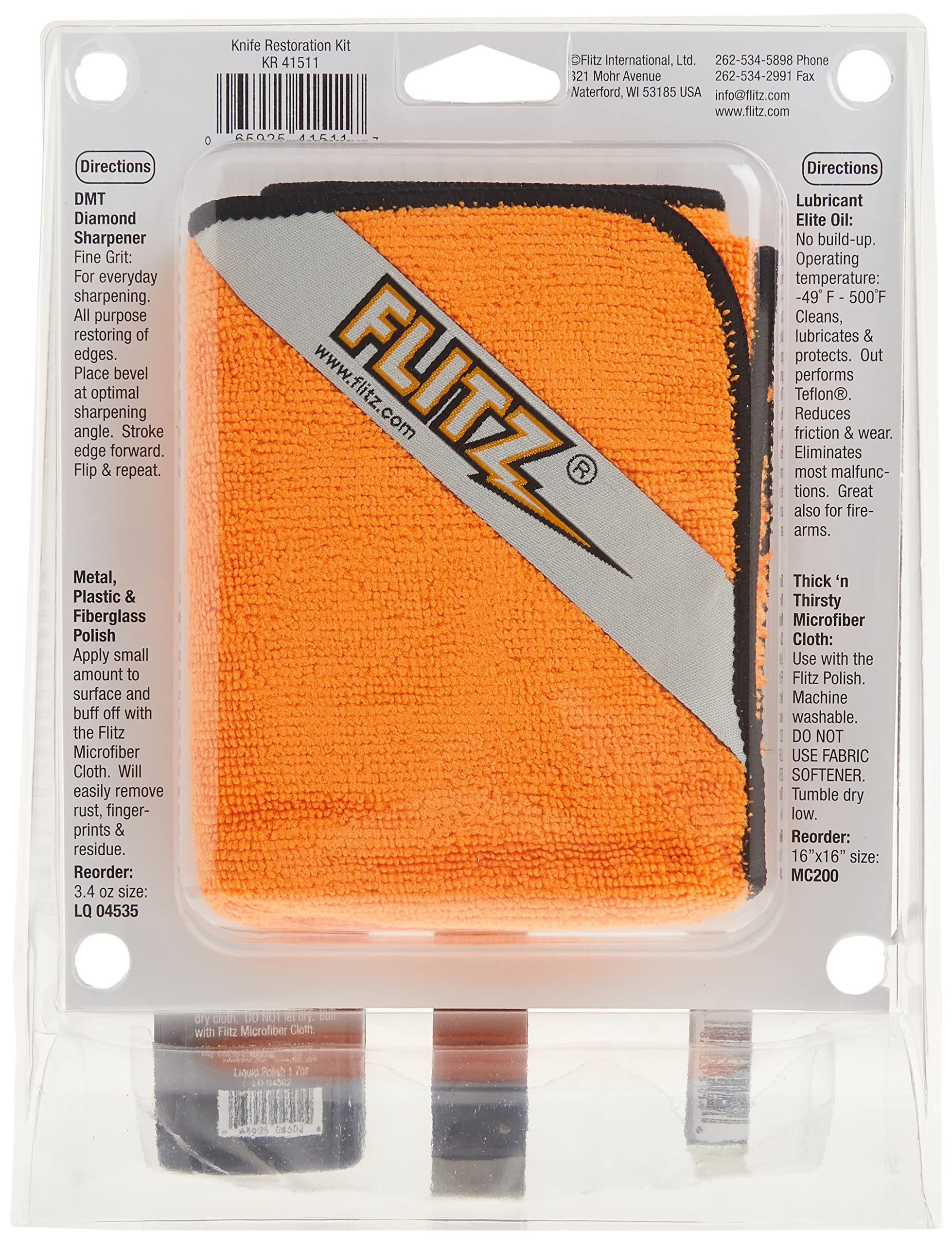 Flitz All-in-One Knife Restoration Care Kit – Clean, Polish, Protect and Sharpen Your Knives, Microfiber Cloth and Knife Sharpener Included