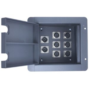 Pro Audio Recessed Stage in Floor Pocket Box Black with Prewired Connections (6-XLR Female + 2-XLR Male)