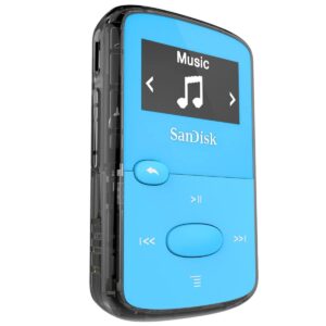 SanDisk 8GB Clip Jam MP3 Player, Blue - microSD Card Slot and FM Radio - SDMX26-008G-G46B