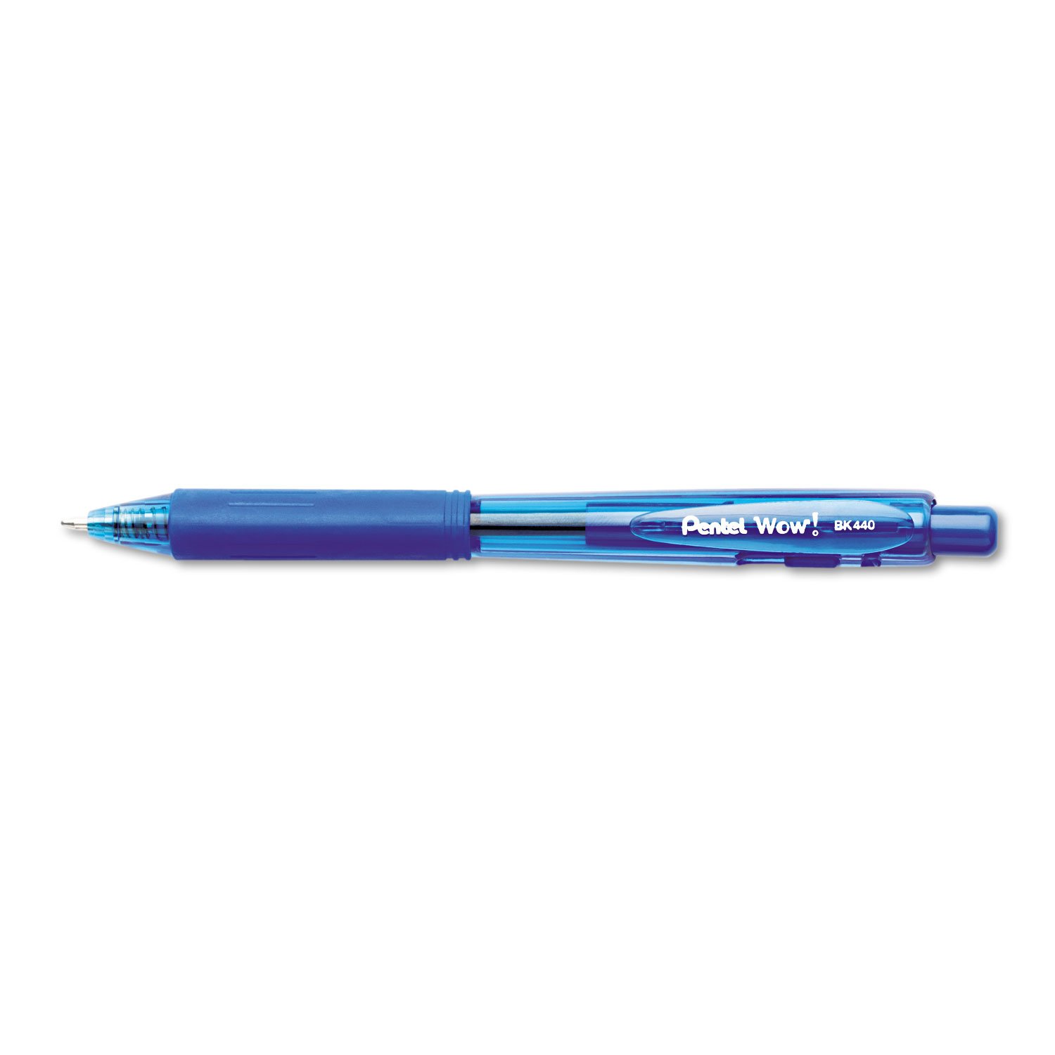 Pentel BK440C WOW! Retractable Ballpoint Pen, 1mm, Blue Barrel/Ink, Dozen