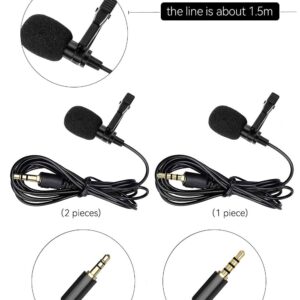 HUACAM Lavalier Lapel Microphone, Portable Collar Clip Mic Compatible with iPhone Android Smartphone Amplifier Podcast PC/Laptop, Hands Free Mic Recording Mic for YouTube,Interview,Video (3 Packs)