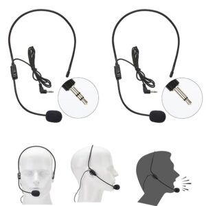 HUACAM Set of 2 Headset Microphone, Flexible Wired Boom for Voice Amplifier,Teachers, Speakers, Coaches, Presentations, Seniors and More