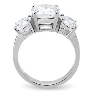 Marimor Jewelry Women's Three Stone Zirconia Stainless Steel Anniversary Engagement Ring Size 7