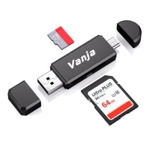 Vanja SD Card Reader, Micro SD to USB OTG Adapter Micro USB Portable Memory Card Reader for SD TF SDXC SDHC MMC RS-MMC Micro SD Micro SDXC Micro SDHC Card and UHS-I Cards