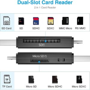 Vanja SD Card Reader, Micro SD to USB OTG Adapter Micro USB Portable Memory Card Reader for SD TF SDXC SDHC MMC RS-MMC Micro SD Micro SDXC Micro SDHC Card and UHS-I Cards