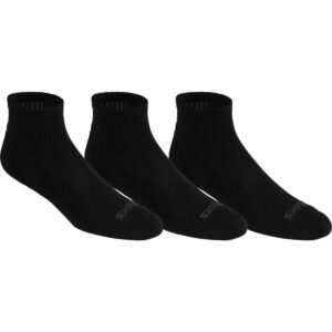 asics cushion quarter (3 pack), black, small