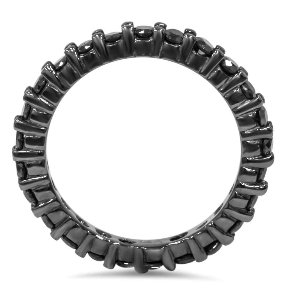 Pompeii3 14k Gold Black Diamond Eternity Ring Round-Cut Wedding Band (1cttw)