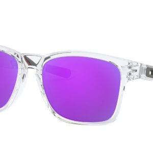 Oakley Men's OO9272 Catalyst Rectangular Sunglasses, Polished Clear/Violet Iridium, 55 mm