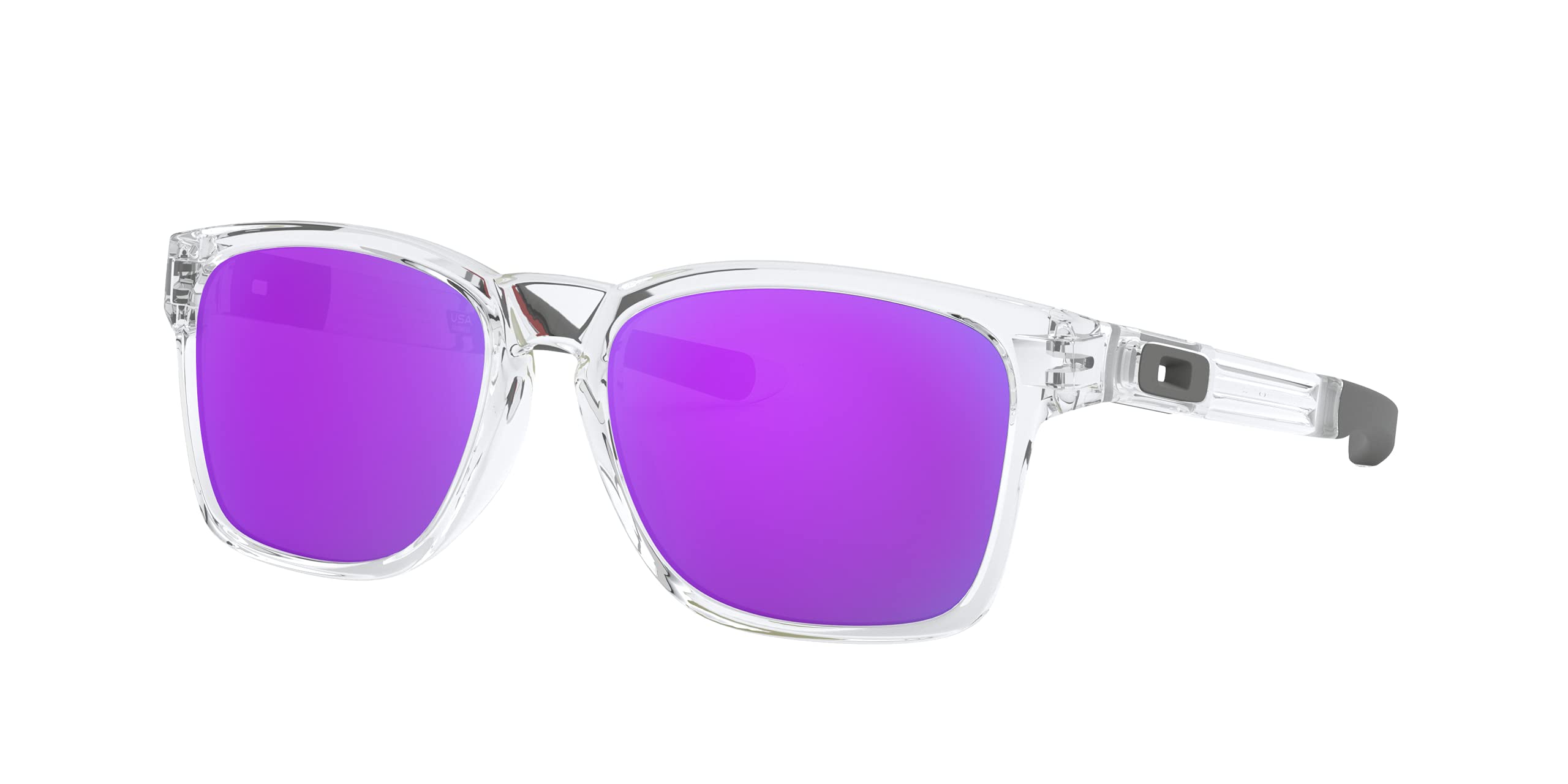 Oakley Men's OO9272 Catalyst Rectangular Sunglasses, Polished Clear/Violet Iridium, 55 mm