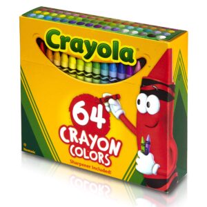 Crayola Crayons, Regular Size, 64 Count with Sharpener