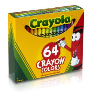 Crayola Crayons, Regular Size, 64 Count with Sharpener