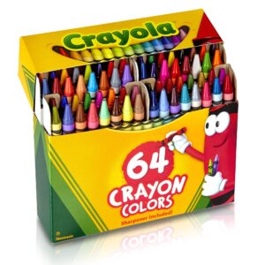 Crayola Crayons, Regular Size, 64 Count with Sharpener