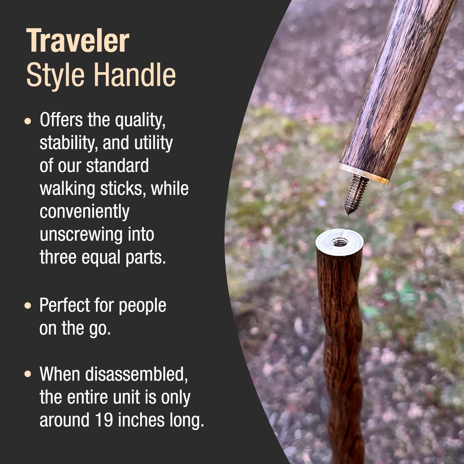 Brazos Trekking Pole Hiking Stick for Men and Women Handcrafted of Lightweight Wood and made in the USA, Red Oak, 55 Inches