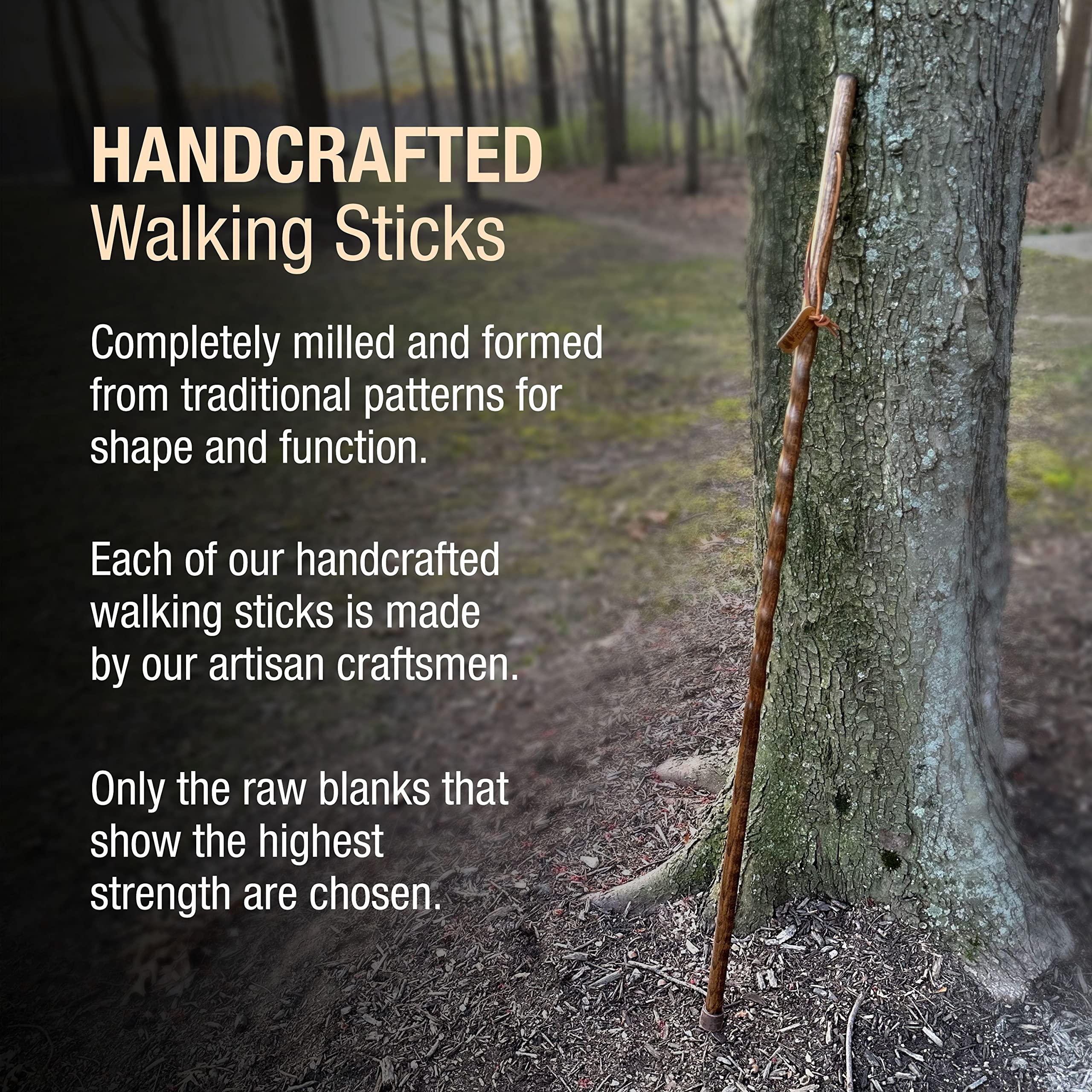 Brazos Handcrafted Wood Walking Stick, Twisted Oak, Trekker Style Handle, for Men & Women, Made in the USA, Red, 48"