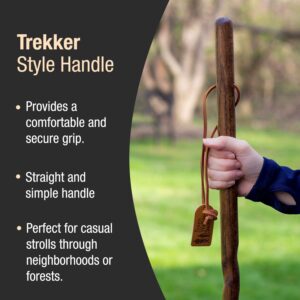 Brazos Handcrafted Wood Walking Stick, Twisted Oak, Trekker Style Handle, for Men & Women, Made in the USA, Red, 48"