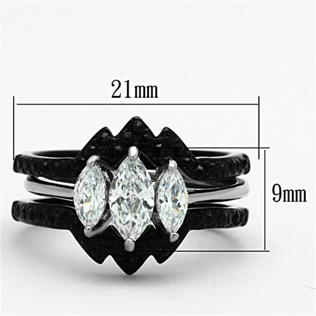 Marimor Jewelry His Hers 4 Piece Black Ion Plated Stainless Steel Wedding Engagement Ring Band Set Women's Size 08 Men's 08mm Size 10