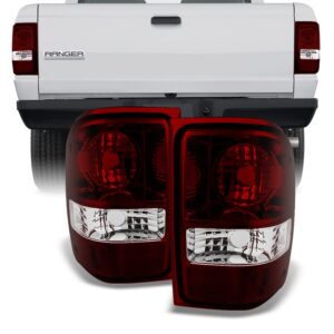 AKKON - For Ford Ranger Pickup Truck Dark Red Rear Tail Lights Brake Lamps Turn Signal Replacement Left+Right