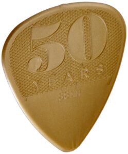 jim dunlop 442p.88 50th anniversary nylon pick, gold, .88mm, 12/player's pack