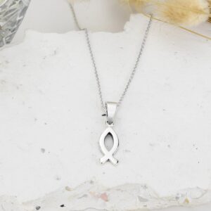 AeraVida Faithful Ichthys Jesus Fish .925 Sterling Silver Pendant | Christian DIY Pendant for Men | Christian Fish Necklace