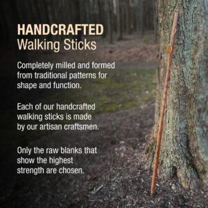 Brazos Handcrafted Wood Walking Stick, Twisted Oak, Backpacker Style Handle, for Men & Women, Made in the USA, Red, 48"