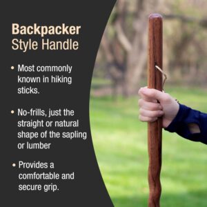 Brazos Handcrafted Wood Walking Stick, Twisted Oak, Backpacker Style Handle, for Men & Women, Made in the USA, Red, 48"