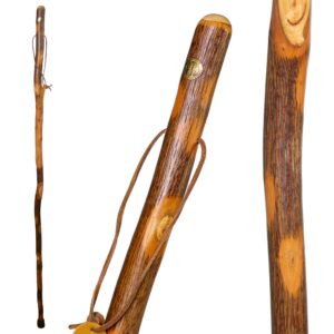 brazos rustic wood walking stick, hickory, traditional style handle, for men & women, made in the usa, 58"