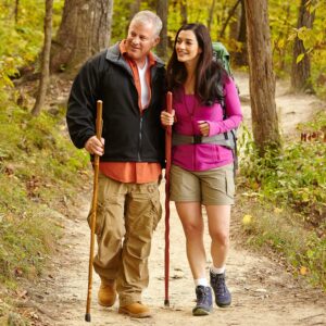 Brazos Rustic Wood Walking Stick, Hickory, Traditional Style Handle, for Men & Women, Made in the USA, 58"