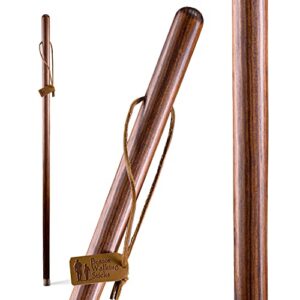 brazos 55" free form pine wood walking stick hiking trekking pole, red, made in the usa