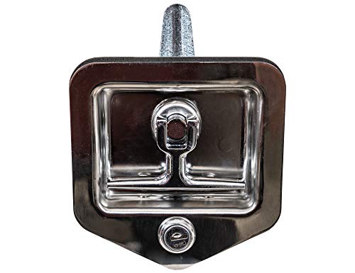 Buyers Products L8855 Locking T-Handle Latch, Polished Stainless Steel Latch w/Gasket, Blind Studs & Two Keys, Flush Mount, for Truck Bed Tool Boxes, Trailer Doors, RVs, Campers, Truck Cap Latch