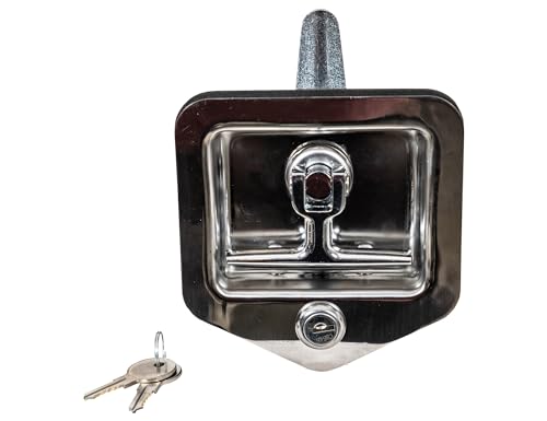 Buyers Products L8855 Locking T-Handle Latch, Polished Stainless Steel Latch w/Gasket, Blind Studs & Two Keys, Flush Mount, for Truck Bed Tool Boxes, Trailer Doors, RVs, Campers, Truck Cap Latch