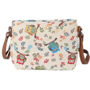 signare tapestry crossbody bag shoulder purse for women in owl design (xb02-owl)