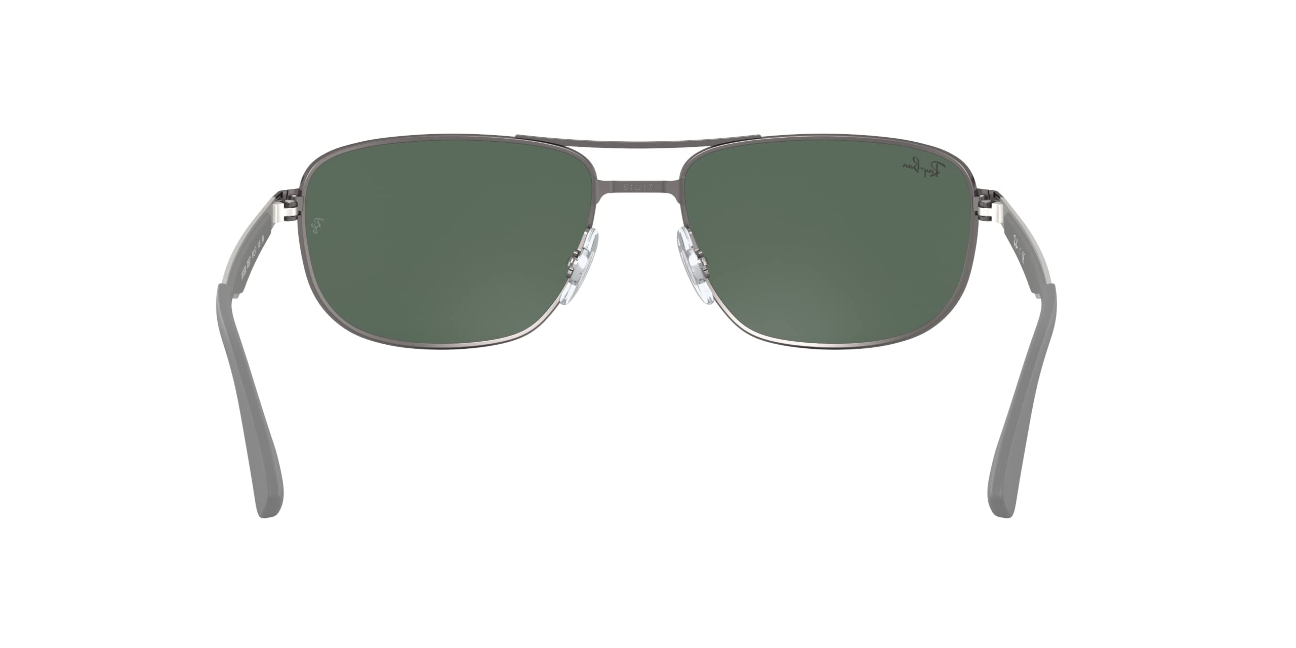 Ray-Ban Men's RB3528 Square Sunglasses, Matte Gunmetal/Dark Green, 61 mm