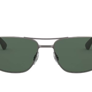 Ray-Ban Men's RB3528 Square Sunglasses, Matte Gunmetal/Dark Green, 61 mm