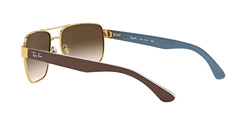 Ray-Ban Men's RB3530 Square Sunglasses, Gold/Brown Gradient Dark Brown, 58 mm + 1