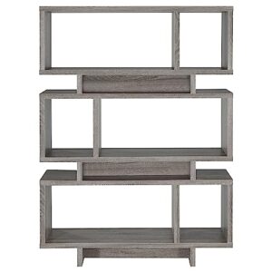 Coaster Home Furnishings Reid 3-Tier Geometric Bookcase Weathered Grey