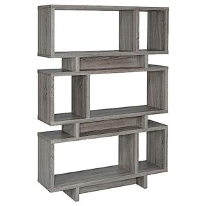 Coaster Home Furnishings Reid 3-Tier Geometric Bookcase Weathered Grey