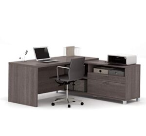 bestar pro-linea l-shaped office desk, 72w, bark grey