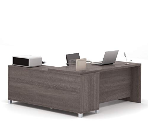 BESTAR Pro-Linea L-Shaped Office Desk, 72W, Bark Grey