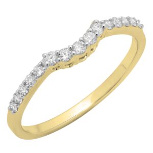 Dazzlingrock Collection 0.30 Carat (ctw) 14K Round Diamond Ladies Wedding Stackable Guard Ring 1/3 CT, Yellow Gold, Size 7