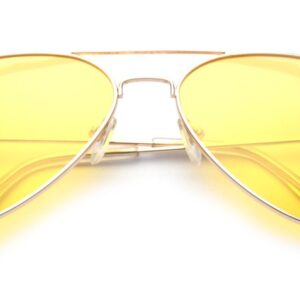 Outray Night Vision Polarized Aviator Sunglasses for Driving (Gold Frame/Yellow Lens, Yellow)