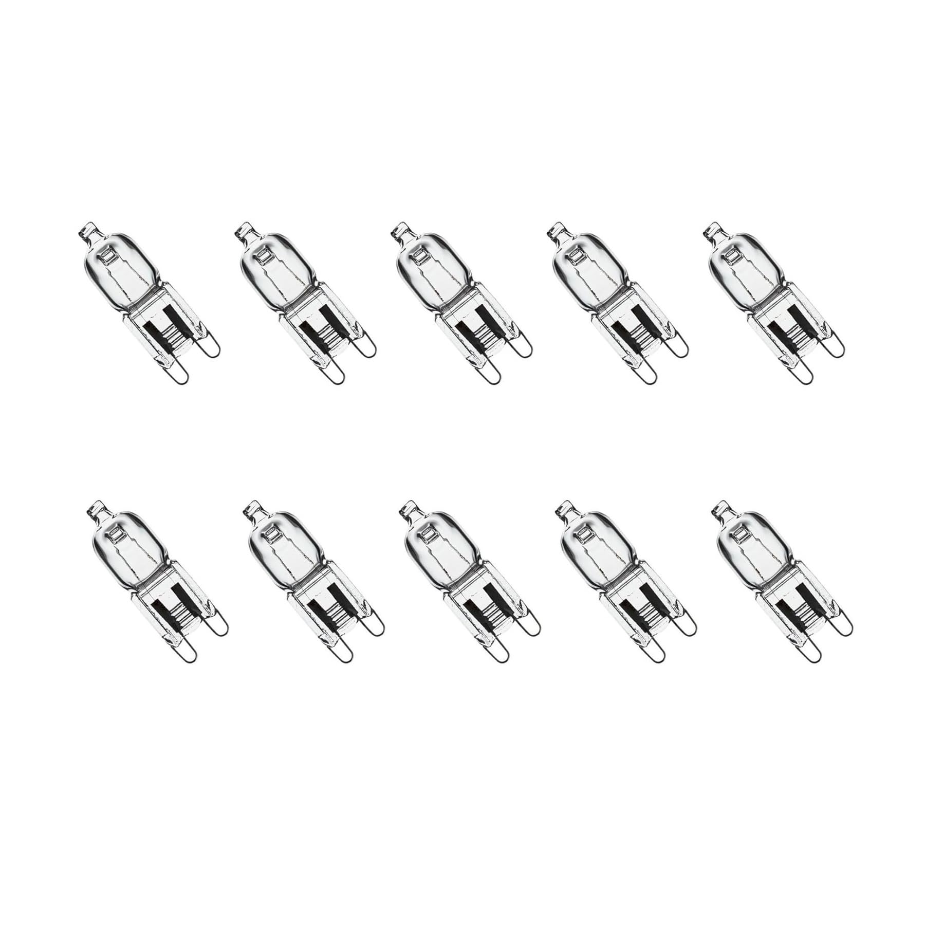 10 Pack Clear Lense Dimmable Q50/G9/CL/120V G9 JCD 50 Watt 120 Volt T4 JD Type Halogen House Hold Light Bulb Hanging Pendant Accent G9 JCD Round Pin Spot Down Lamp Chandelier Sconce 50W 120V Lighting