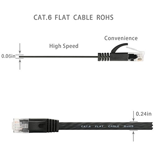 Cat 6 Ethernet Cable 100 ft, Outdoor&Indoor, 10Gbps Support Cat8 Cat7 Network, long Flat Internet LAN Patch Cord, Cat6 Solid Fast Speed weatherproof Cable for Router, Modem, PS4/5, Xbox, Gaming, Black