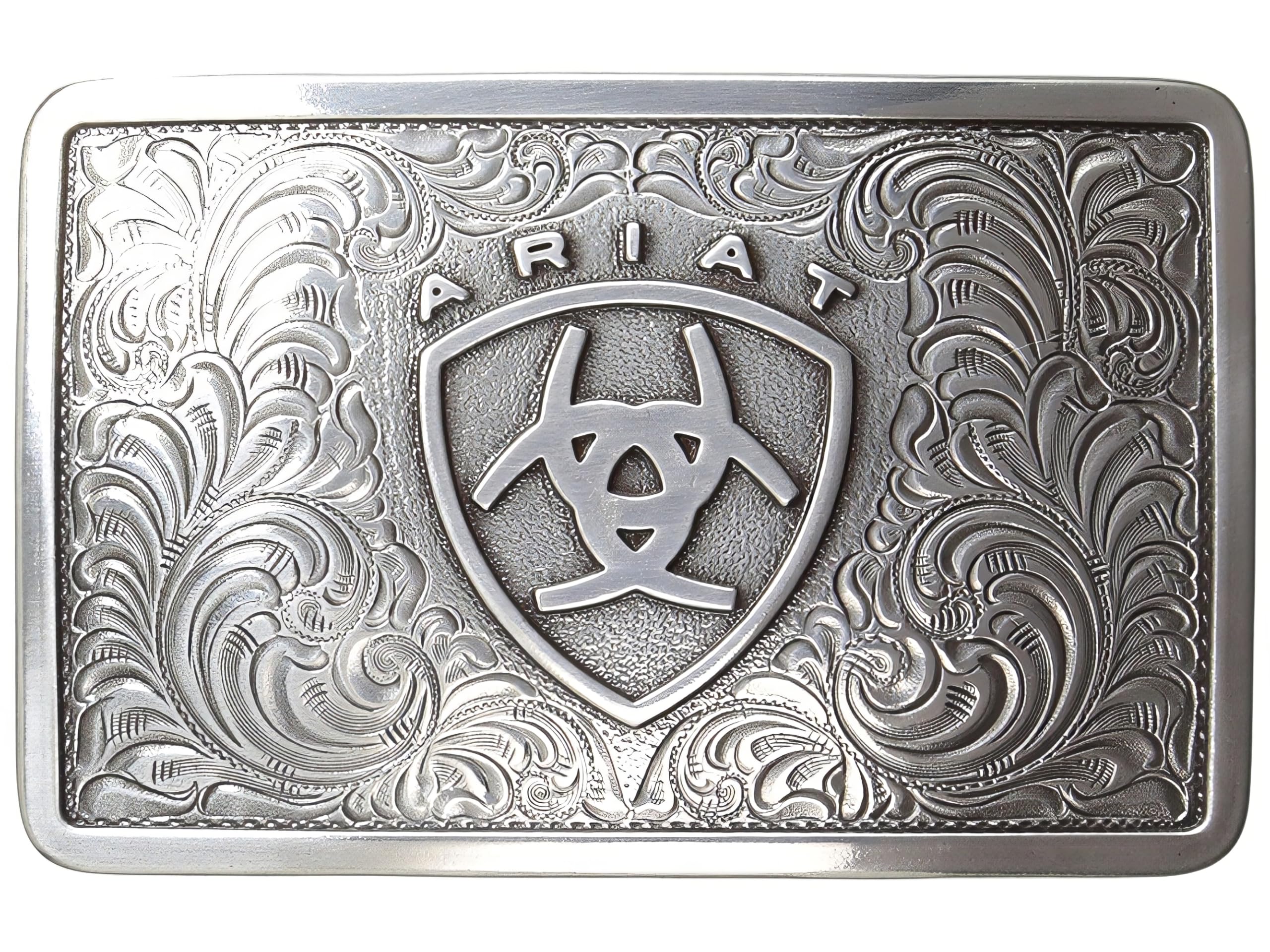 Ariat Men's Rectangle Filagree Shield Buckle, Silver, One Size