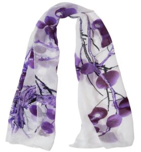 gofinee women chiffon long neck scarf head hair wrap soft lightweight grape