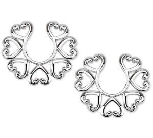 vintage hearts clip on non pierce nipple rings, sold as pair