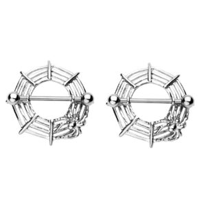 Pierced Owl 14GA Surgical Steel Spider Web Nipple Shields, Sold as Pair